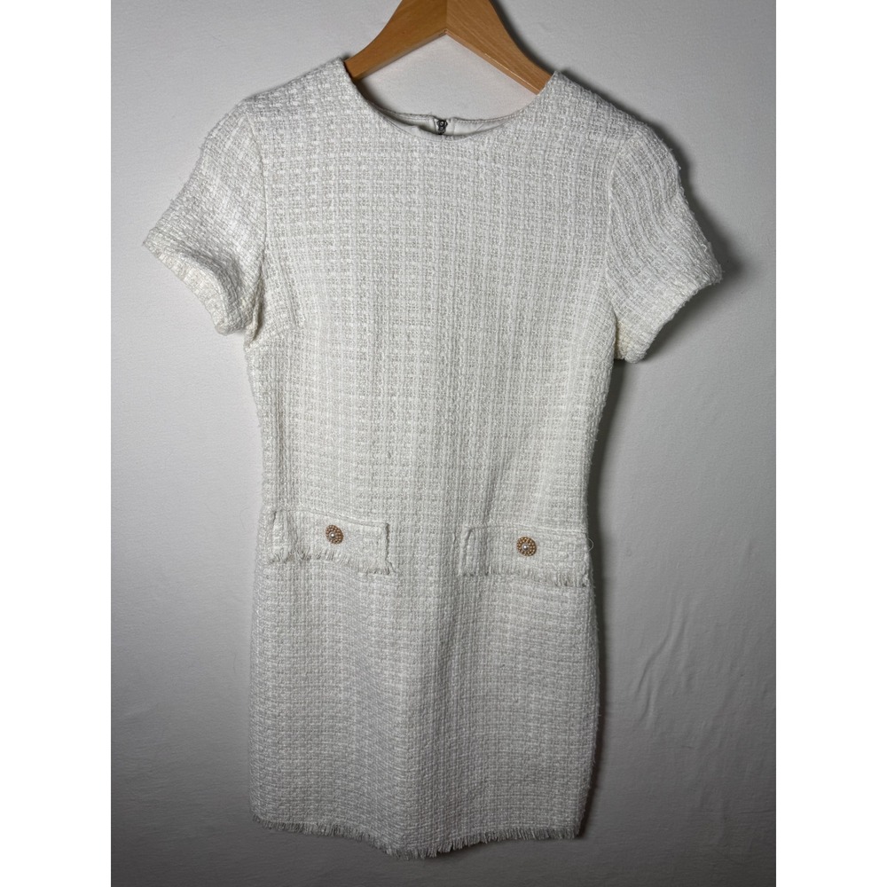 TWEED Bebop Mini Dress Womens Small White PCMQ-1754-KZ